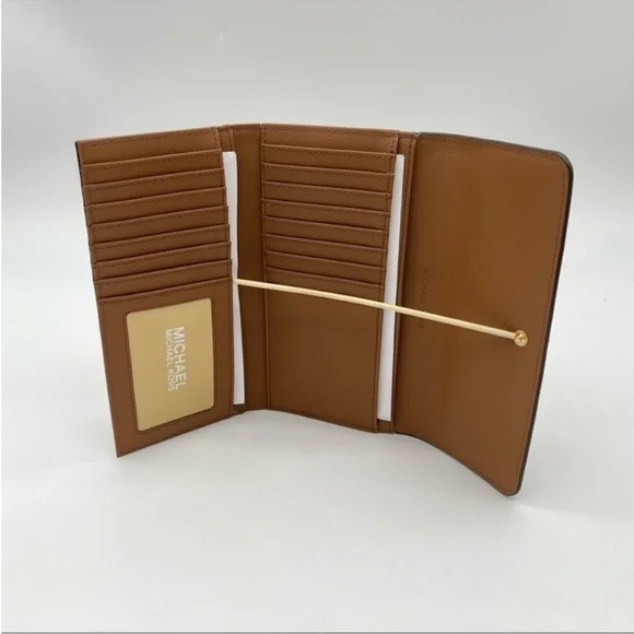 Michael Kors Large Charlotte Tote Bag & Large Trifold Wallet Luggage Brown - Picture 11 of 13